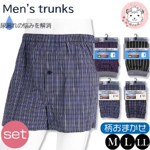 尿漏れパンツ 2枚セット 失禁パンツ メンズ ブラフ サポーター付き 布帛トランクス ニットトランクス M/L/LL