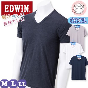 tシャツ 半袖 2枚セット メンズ Vネック Tシャツ エドウィン EDWIN クール VネックTシャツ M/L/LL