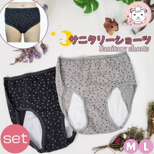 サニタリーショーツ ナイト用 星柄 生理用ショーツ 夜用 2枚セット M/L