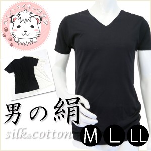 tシャツ メンズ シルク&コットン 男の絹 半袖 VネックTシャツ GM-100 M/L/LL
