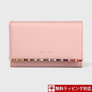 ポールスミス カードケース 名刺入れ レディース クロスオーバーストライプトリム ピンク Paul Smith