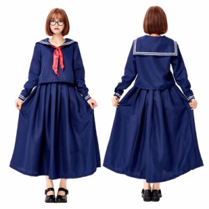 コスプレ 紺色 長袖 JK学生制服 セーラー服 コスプレ衣装   ハロウィン衣装 【送料無料】《代引き・日時指定・同梱不可》