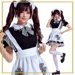 コスプレ チェック メイド服 アリス コスプレ衣装  ハロウィン衣装 【送料無料】《代引き・日時指定・同梱不可》