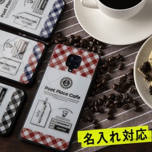 Xiaomi redmi note 9s ケース カバー チェック柄 カフェ おしゃれ ラベル おしゃれカフェ チェックラベル 背面9Hガラスケース 携帯カバー