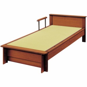 国産 畳ベッド 手すり付き 棚付き 日本製 シングル ロングサイズ たたみベッド シングルベッド タウン 木製ベッド フレームのみ 木製