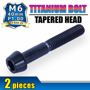 M6×40 P1.00 チタンボルト 2本セット 6mm 40mm ピッチ1.00 ブラック テーパーボルト キャップボルト クランクケース バイク ポイントカ