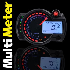 汎用 バイク用 LCD マルチメーター デジタルスピードメーター アナログタコメーター 15000rpm 時計 スピードセンサー付 燃料計 シフトイ