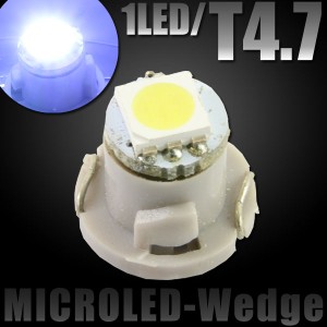 T4.7 SMD LED バルブ エアコンパネル球 メーター球 ホワイト 白 1個 エアコン パネル イルミ インジケーター 警告灯 自動車