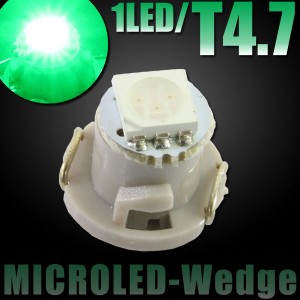 T4.7 SMD LED バルブ エアコンパネル球 メーター球 グリーン 緑 1個 エアコン パネル イルミ インジケーター 警告灯 自動車 シフトポジ 