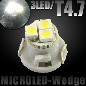 T4.7 3連 SMD LED バルブ エアコンパネル球 メーター球 ホワイト 白 1個 エアコン パネル イルミ インジケーター 警告灯 自動車
