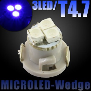 T4.7 3連 SMD LED バルブ エアコンパネル球 メーター球 ブルー 青 1個 エアコン パネル イルミ インジケーター 警告灯 自動車 シフトポジ