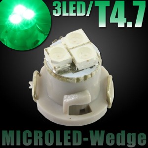 T4.7 3連 SMD LED バルブ エアコンパネル球 メーター球 グリーン 緑 1個 エアコン パネル イルミ インジケーター 警告灯 自動車