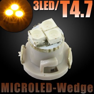 T4.7 3連 SMD LED バルブ エアコンパネル球 メーター球 オレンジ 橙 1個 エアコン パネル イルミ インジケーター 警告灯 自動車
