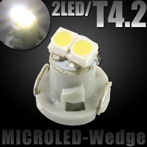 T4.2 2連 SMD LED バルブ エアコンパネル球 メーター球 ホワイト 白 1個 エアコン パネル イルミ インジケーター 警告灯 自動車