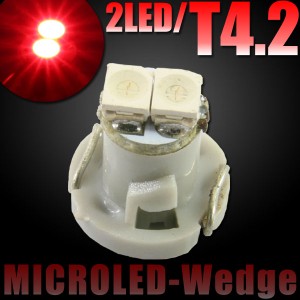 T4.2 2連 SMD LED バルブ エアコンパネル球 メーター球 レッド 赤 1個 エアコン パネル イルミ インジケーター 警告灯 自動車