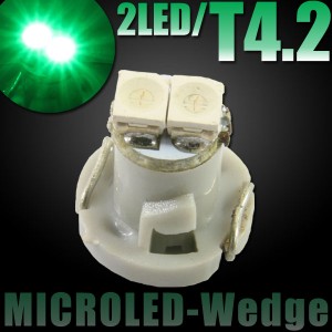 T4.2 2連 SMD LED バルブ エアコンパネル球 メーター球 グリーン 緑 1個 エアコン パネル イルミ インジケーター 警告灯 自動車