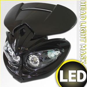 LED イーグルアイヘッドライト ブラック (Dトラッカー グラストラッカー DT50 WR250 ランツァ TW225 セロー DRZ50 RMX250 KDX220 モター