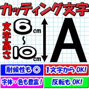 カッティング文字 １文字から買える カッティングシール 6cm〜10cm ホームページアドレス 会社名 表札等に