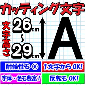 カッティング文字 １文字から買える カッティングシール 26cm〜29cm ホームページアドレス 会社名 表札等に