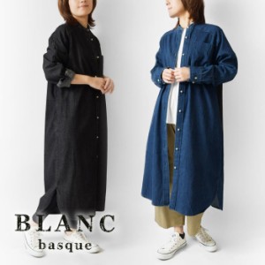 10%OFFクーポン 【BLANC basque ブランバスク】8oz パールボタン ダンガリー デニムワンピース (bb88-403)レディース 羽織り アウター 春