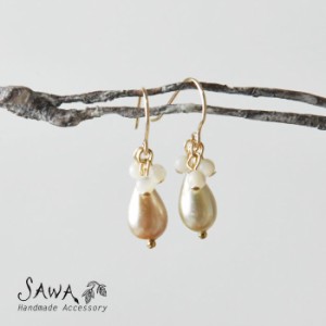 10%OFFクーポン 【SAWA サワ】ヴィンテージ ビーズ × マザーオブパール ピアス (14K-P-24)レディース アクセサリー イヤリング 両耳用 