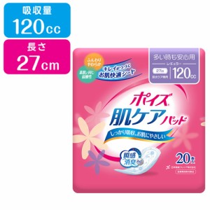 多いときも安心用 吸収量(120cc、長さ27cm) ポイズ 肌ケアパッド レギュラー 瞬間消臭 20枚入 日本製紙クレシア(Crecia)