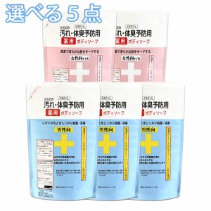 体の汚れ・体臭予防用 薬用ボディソープ 詰替用 400ml 男性向 or 女性向＋子供 選べる5点 クロバーコーポレーション【送料込】