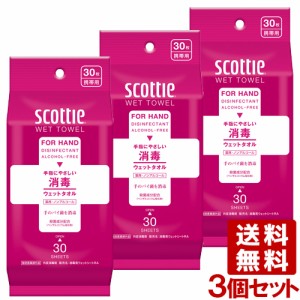 3個セット 消毒ノンアルコールタイプ ウェットティッシュ 30枚入 スコッティ(SCOTTIE) 日本製紙クレシア(Crecia) 【送料込】