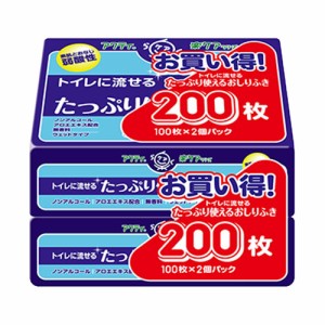 アクティ 楽ケアシリーズ  トイレに流せる たっぷり使えるおしりふき 100枚 2個パック 日本製紙クレシア(Crecia)