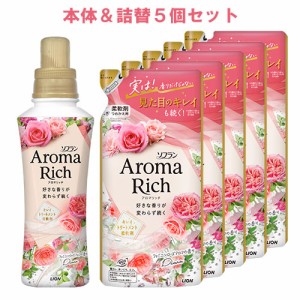 ソフラン アロマリッチ(Aroma Rich) 柔軟剤 Diana(ダイアナ) 本体 480ml+詰替用 380ml×5個セット ライオン(LION)【送料込】