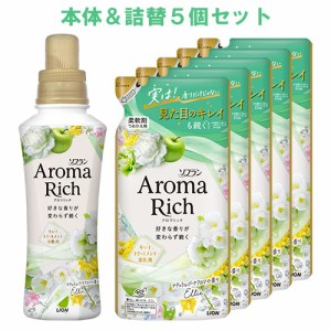 ソフラン アロマリッチ(Aroma Rich) 柔軟剤 Ellie(エリー) 本体 480ml+詰替用 380ml×5個セット ライオン(LION)【送料込】