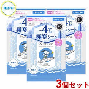 3個セット【無香料】-4℃ 極寒 薬用デオドラント 大判クールシート 20枚入 エスカラット コーセーコスメポート(KOSE COSMEPORT)【送料込