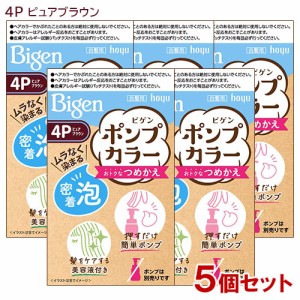 【5個セット】 ビゲン(Bigen) ポンプカラー つめかえ 4P ピュアブラウン ホーユー(hoyu) 【送料込】