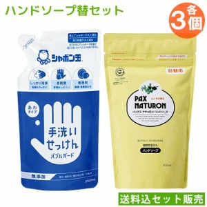 シャボン玉石けん 手洗いせっけん バブルガード替 250g×3個＆太陽油脂 パックスナチュロン ハンドソープ替 450ml×3個 PAX NATURON【送