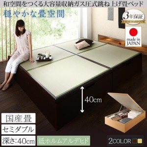 セミダブルベッド 国産畳 深さラージ 日本製 大容量収納 畳ベッド