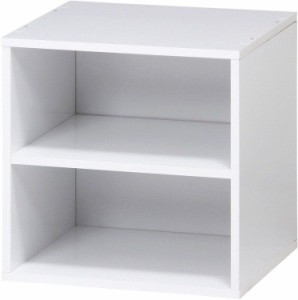 キューブボックス おしゃれ 棚付き 2個セット 収納ボックス 幅34.5×奥行29.5×高さ34.5cm ホワイト