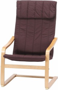 ハイバックチェアー おしゃれ 椅子 木製 北欧 スリム リラックスチェアー ブラウン