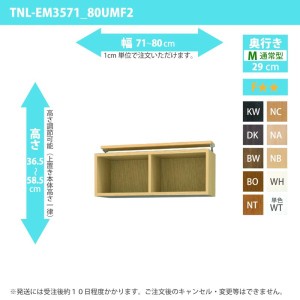 オーダー家具 収納棚 オーダーラック 上置き 幅71〜80cm 高さ36.5〜58.5cm 奥行29cm