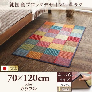 玄関マット 夏用 70×120cm おしゃれ ふっくら6mm 純国産ブロック 日本製 い草ラグマット