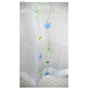 レースカーテン 100×176cm 2枚組 ブルー おしゃれ 花柄