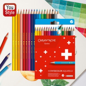 カランダッシュ CARAN D'ACHE 水性色鉛筆 スイスカラー 18色セット 18本入 紙箱 SWISSCOLOR 1285-818