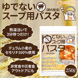 ゆでないスープ用パスタ(国内製造) 250ｇ 【メール便専用品】【送料無料】 熱湯3分 アルファ化加工パスタ デュラム・セモリナ粉100％使用