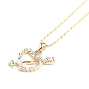 ラインストーンのオープンハート&アローモチーフ ペンダント レディースネックレス necklace SPST005送料無料