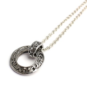 いぶし加工風アラベスクリング シルバー風サークルネックレス メンズネックレス necklace SPST031 送料無料