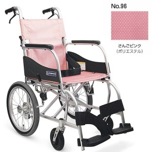 直送品A カワムラサイクル 車椅子 車いす 車イス アルミ介助用車いす ふわりす 座幅40cm No.96 さんごピンク 介護用品 介護 KF16-40SB 同