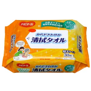 体拭きシート 体拭きタオル 介護用 使い捨て 特大 大判 ハビナース からださわやか清拭タオル 30枚入