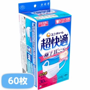 マスク 不織布 超快適マスク 極上耳ごこち かぜ・花粉用 ホワイト 小さめサイズ 2箱 60枚入 日本製