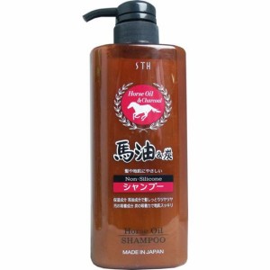 シャンプー ノンシリコン 馬油＆炭 ヘアシャンプー 本体ボトル 600ml