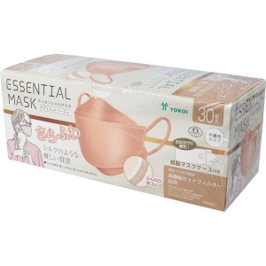 マスク 不織布 さらふわ ESSENTIAL MASK 不織布立体マスク アプリコットベージュ 30枚入 紙製マスクケース付き