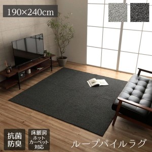 こたつ敷き布団 ループパイルラグ ホットカーペットカバー 長方形 約3畳 190×240cm 抗菌防臭 滑り止め付き 床暖房対応